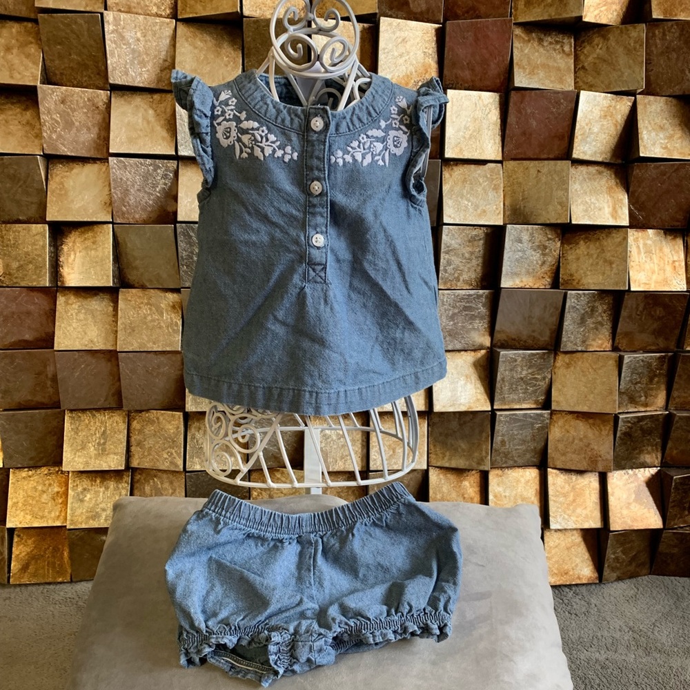 Denim shirt and shorts